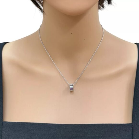 LOUIS VUITTON Necklace K18 white gold Pink sapphire Pandantif Ann Platt used - Picture 2 of 8